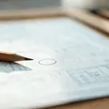 A drafting table with a single plan laid out and one section marked in pencil, lit by soft natural window light